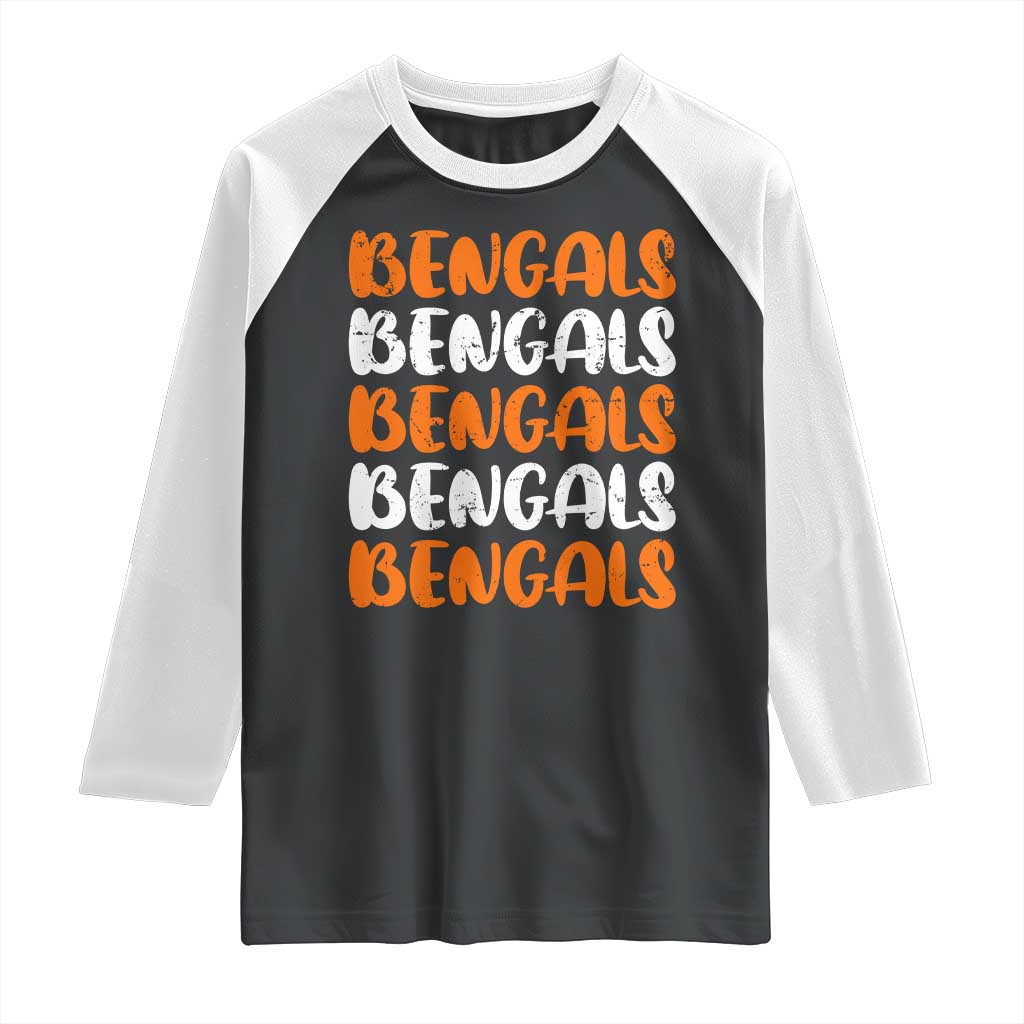 Vintage Bengal Raglan Shirt Retro Novelty 90s Style TS10 Black White Print Your Wear