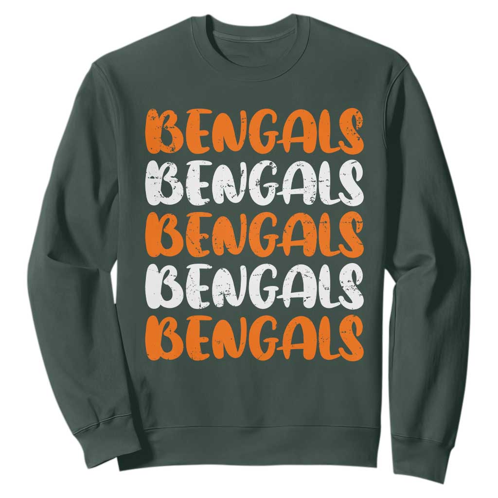 Vintage Bengal Sweatshirt Retro Novelty 90s Style TS10 Dark Forest Green Print Your Wear