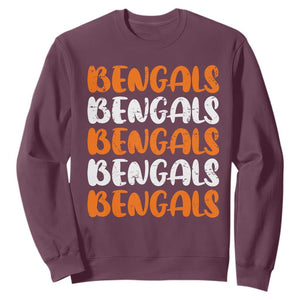 Vintage Bengal Sweatshirt Retro Novelty 90s Style TS10 Maroon Print Your Wear