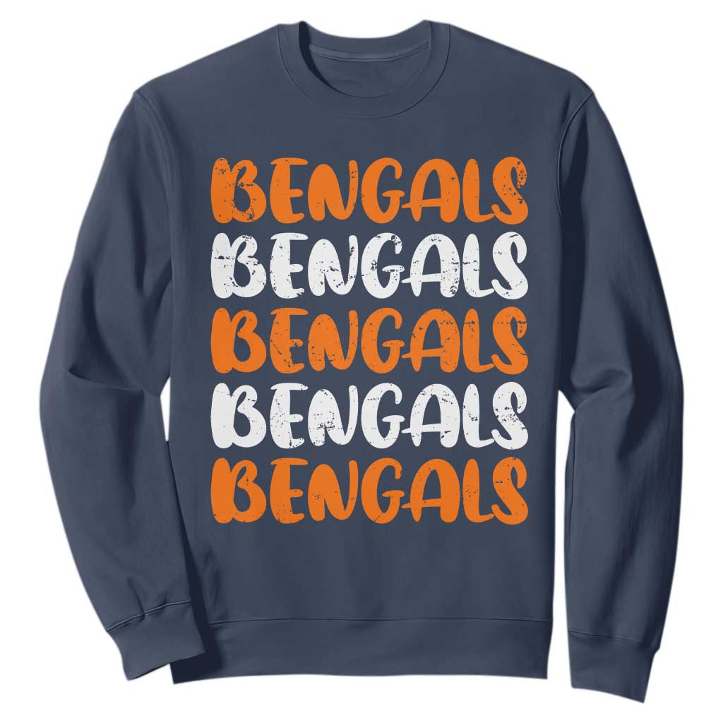 Vintage Bengal Sweatshirt Retro Novelty 90s Style TS10 Navy Print Your Wear