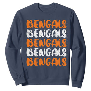 Vintage Bengal Sweatshirt Retro Novelty 90s Style TS10 Navy Print Your Wear