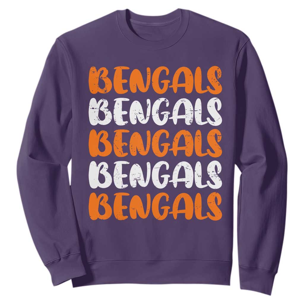 Vintage Bengal Sweatshirt Retro Novelty 90s Style TS10 Purple Print Your Wear