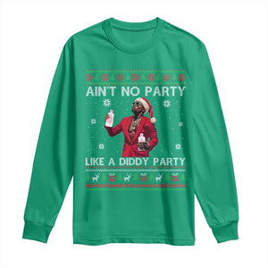 Funny Ugly Christmas Long Sleeve Shirt Aint No Party Like A Diddy Party TS10 Irish Green Print Your Wear