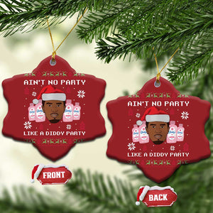 Funny Christmas Ornament Ain't No Party Like a Diddy Party Baby Oil Ugly Sweater Gifts TS10 Snow Flake Red Print Your Wear