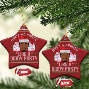 Funny Christmas Ornament Ain't No Party Like a Diddy Party Baby Oil Ugly Gifts TS10 Star Red Print Your Wear