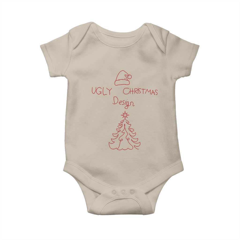 Funny Christmas Baby Onesie Ugly Tree Hand Drawn TS10 Sand Print Your Wear