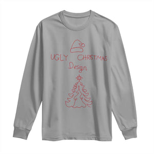 Funny Christmas Long Sleeve Shirt Ugly Tree Hand Drawn TS10 Sport Gray Print Your Wear