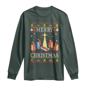 Funny Christmas Long Sleeve Shirt Merry Glizzmas Ugly Xmas TS10 Dark Forest Green Print Your Wear