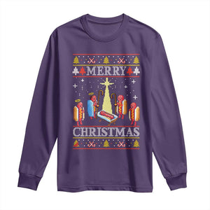 Funny Christmas Long Sleeve Shirt Merry Glizzmas Ugly Xmas TS10 Purple Print Your Wear