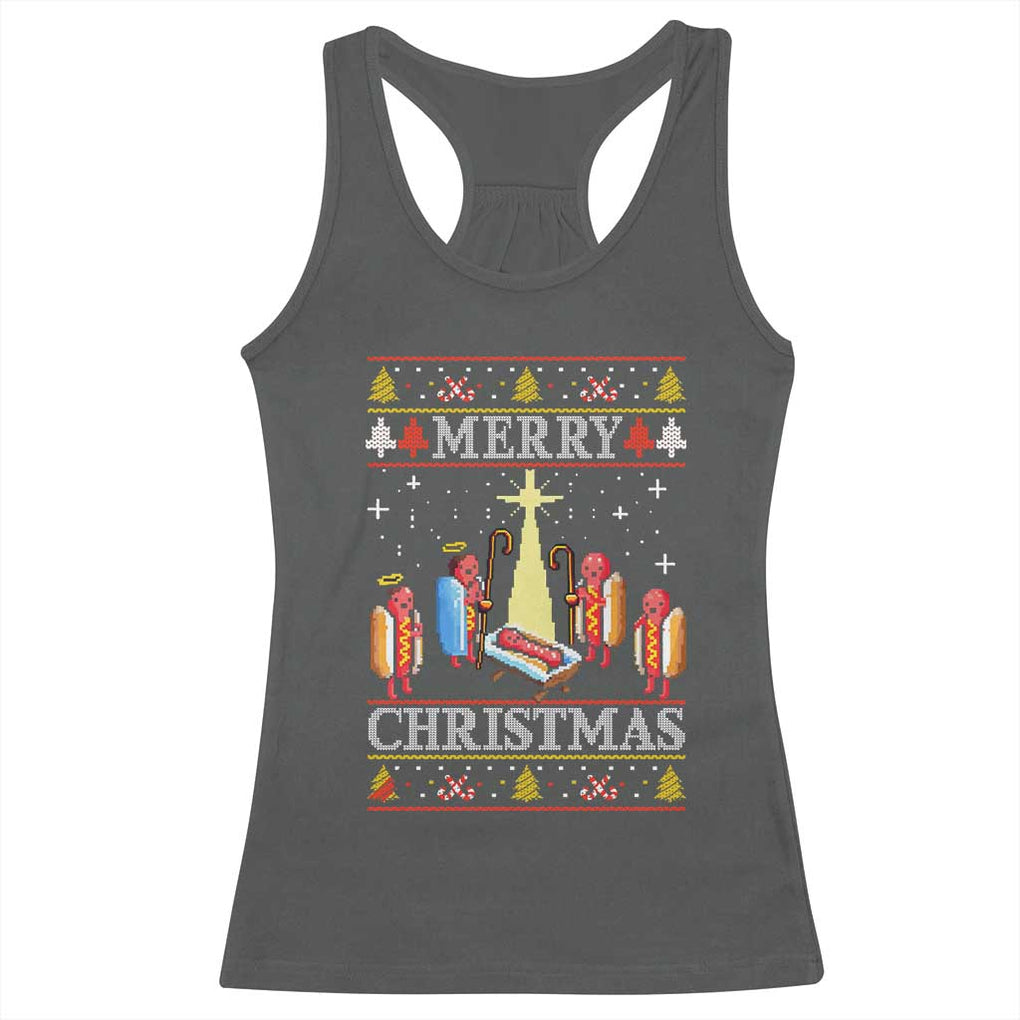 Funny Christmas Racerback Tank Top Merry Glizzmas Ugly Xmas TS10 Dark Heather Print Your Wear