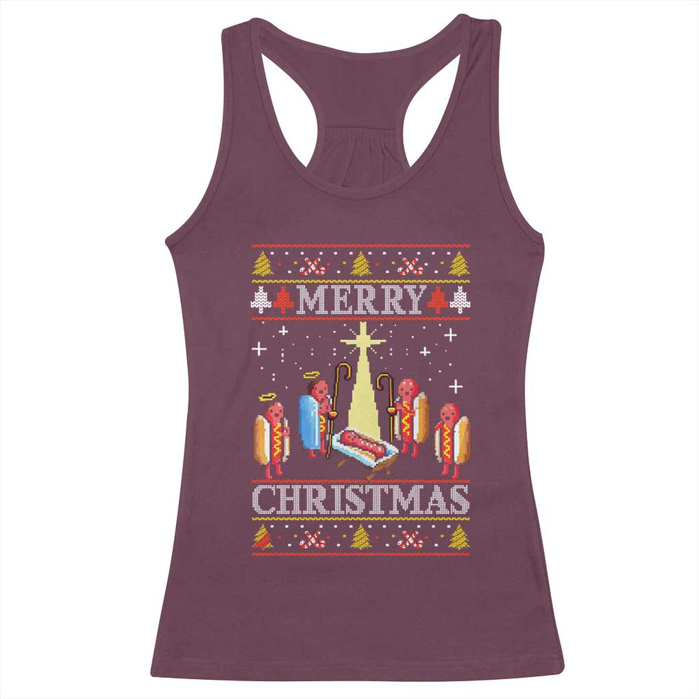 Funny Christmas Racerback Tank Top Merry Glizzmas Ugly Xmas TS10 Maroon Print Your Wear