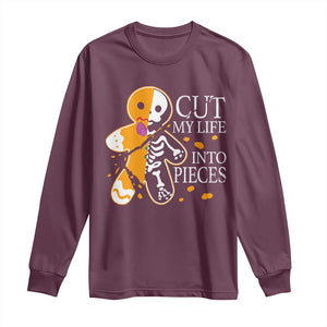 Gingerbread Christmas Long Sleeve Shirt Cut My Life Into Pieces Goth Black Aesthetics TS10 Maroon Print Your Wear