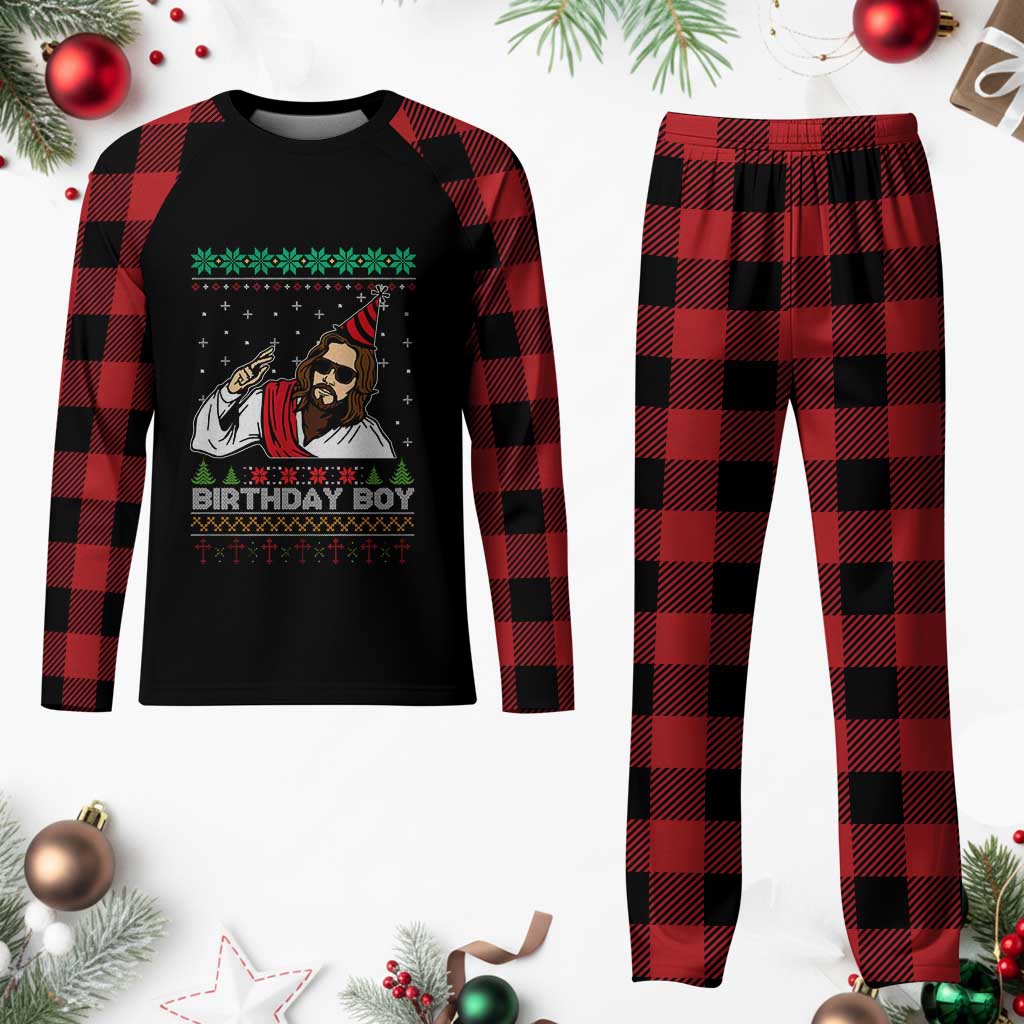 Crhistmas Birthday Boy Jesus Ugly Xmas Plaid Pajama Set TS10 Buffalo Plaid Print Your Wear