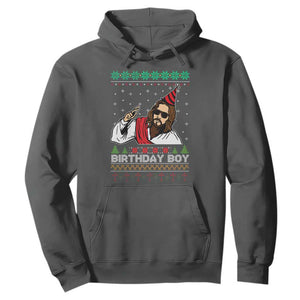 Crhistmas Birthday Boy Jesus Ugly Christmas Hoodie TS10 Dark Heather Print Your Wear