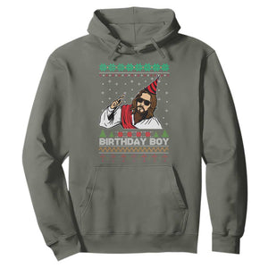 Crhistmas Birthday Boy Jesus Ugly Christmas Hoodie TS10 Military Green Print Your Wear