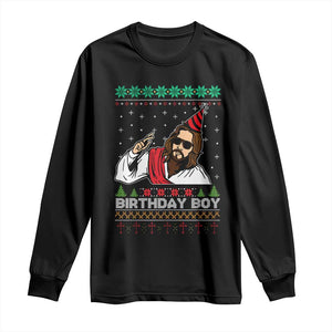 Crhistmas Birthday Boy Jesus Ugly Christmas Long Sleeve Shirt TS10 Black Print Your Wear