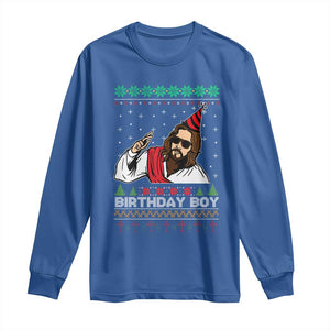 Crhistmas Birthday Boy Jesus Ugly Christmas Long Sleeve Shirt TS10 Royal Blue Print Your Wear