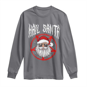 Hail Santa Christmas Long Sleeve Shirt Goth Christmas Horror Lover Gift TS10 Charcoal Print Your Wear