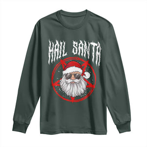 Hail Santa Christmas Long Sleeve Shirt Goth Christmas Horror Lover Gift TS10 Dark Forest Green Print Your Wear