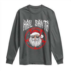 Hail Santa Christmas Long Sleeve Shirt Goth Christmas Horror Lover Gift TS10 Dark Heather Print Your Wear