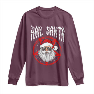 Hail Santa Christmas Long Sleeve Shirt Goth Christmas Horror Lover Gift TS10 Maroon Print Your Wear