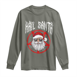 Hail Santa Christmas Long Sleeve Shirt Goth Christmas Horror Lover Gift TS10 Military Green Print Your Wear