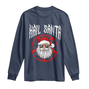 Hail Santa Christmas Long Sleeve Shirt Goth Christmas Horror Lover Gift TS10 Navy Print Your Wear