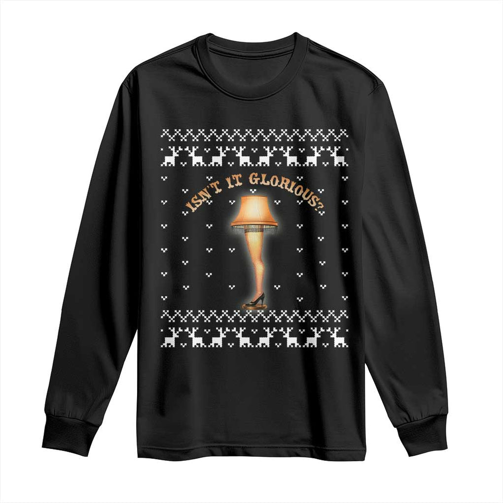 Funny Christmas Movie Long Sleeve Shirt Glorious Leg Lamp Ugly Gift TS10 Black Print Your Wear