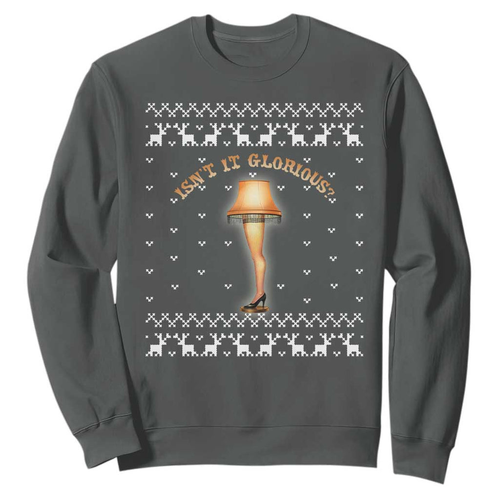 Funny Christmas Movie Sweatshirt Glorious Leg Lamp Ugly Gift TS10 Dark Heather Print Your Wear