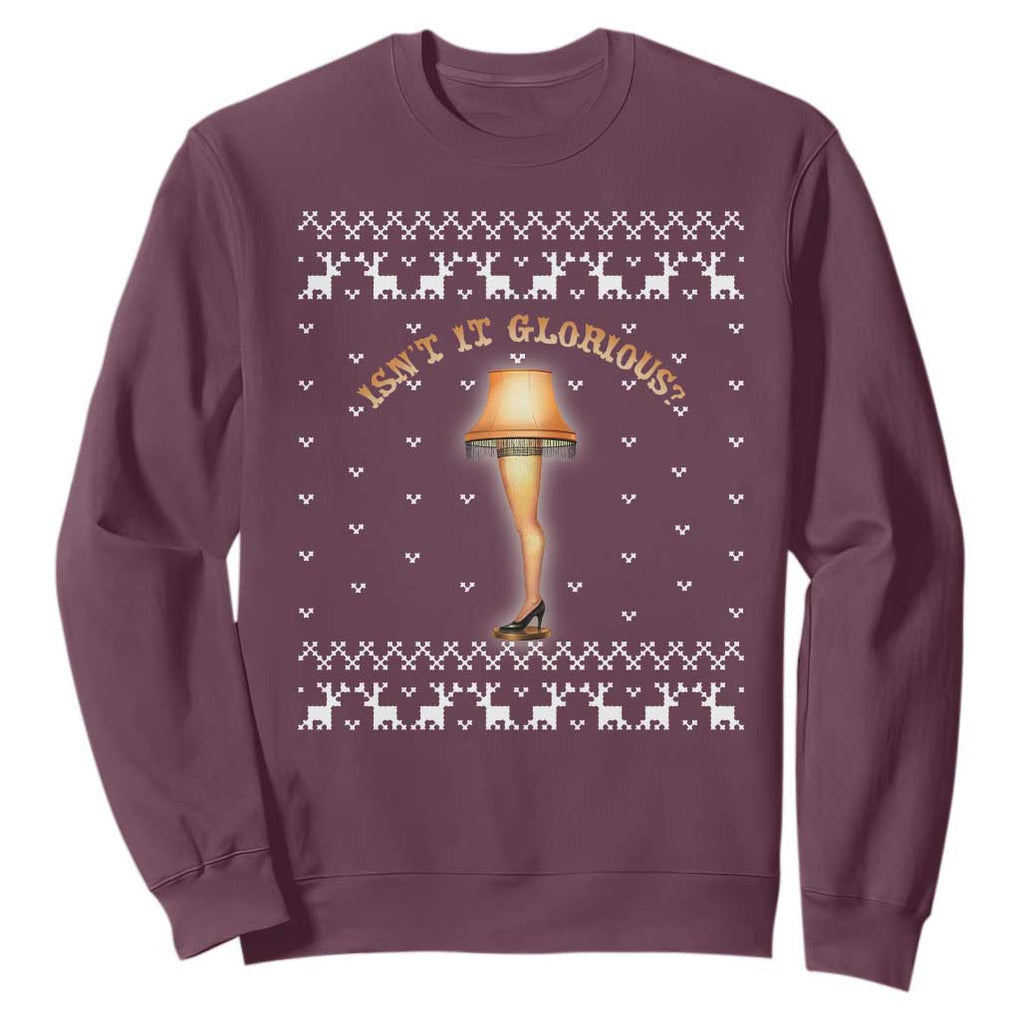 Funny Christmas Movie Sweatshirt Glorious Leg Lamp Ugly Gift TS10 Maroon Print Your Wear