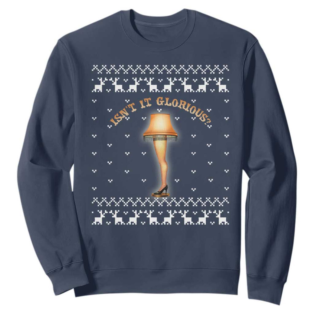 Funny Christmas Movie Sweatshirt Glorious Leg Lamp Ugly Gift TS10 Navy Print Your Wear
