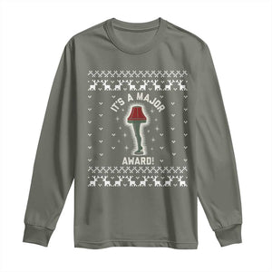 Funny Christmas Movie Long Sleeve Shirt It's A Major Award Leg Lamp Ugly Gift TS10 Military Green Print Your Wear