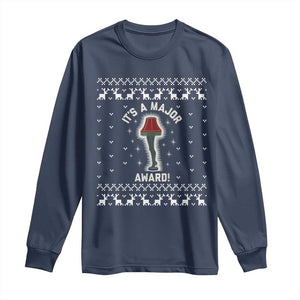 Funny Christmas Movie Long Sleeve Shirt It's A Major Award Leg Lamp Ugly Gift TS10 Navy Print Your Wear