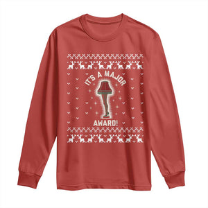 Funny Christmas Movie Long Sleeve Shirt It's A Major Award Leg Lamp Ugly Gift TS10 Red Print Your Wear