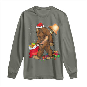 Bigfoot Christmas Long Sleeve Shirt Xmas Movie Sasquatch Lovers TS10 Military Green Print Your Wear