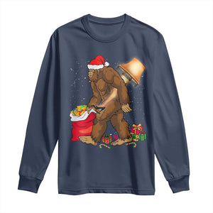 Bigfoot Christmas Long Sleeve Shirt Xmas Movie Sasquatch Lovers TS10 Navy Print Your Wear