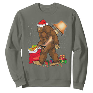 Bigfoot Christmas Sweatshirt Xmas Movie Sasquatch Lovers TS10 Military Green Print Your Wear