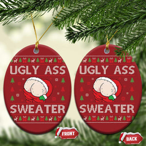 Funny Santa Christmas Ornament Ugly Ass XMas Elephant Gift for Him TS10 Oval Red Print Your Wear