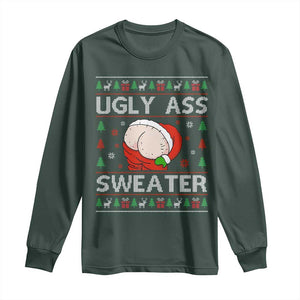 Funny Santa Christmas Long Sleeve Shirt Ugly Ass XMas Elephant Gift for Him TS10 Dark Forest Green Print Your Wear