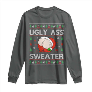 Funny Santa Christmas Long Sleeve Shirt Ugly Ass XMas Elephant Gift for Him TS10 Dark Heather Print Your Wear