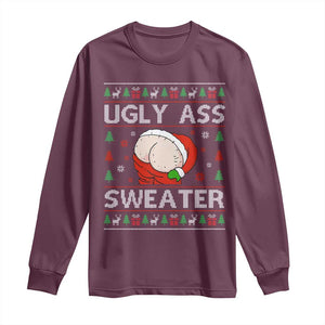 Funny Santa Christmas Long Sleeve Shirt Ugly Ass XMas Elephant Gift for Him TS10 Maroon Print Your Wear