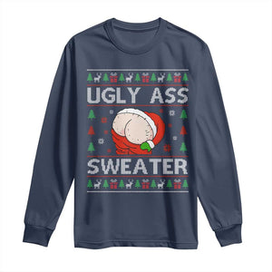 Funny Santa Christmas Long Sleeve Shirt Ugly Ass XMas Elephant Gift for Him TS10 Navy Print Your Wear