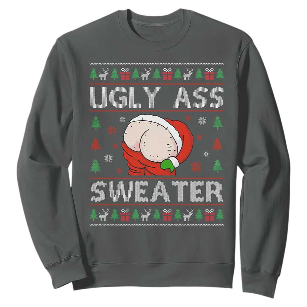 Funny Santa Christmas Sweatshirt Ugly Ass XMas Elephant Gift for Him TS10 Dark Heather Print Your Wear