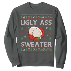 Funny Santa Christmas Sweatshirt Ugly Ass XMas Elephant Gift for Him TS10 Dark Heather Print Your Wear