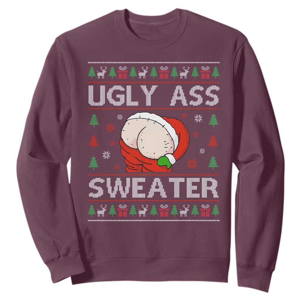 Funny Santa Christmas Sweatshirt Ugly Ass XMas Elephant Gift for Him TS10 Maroon Print Your Wear