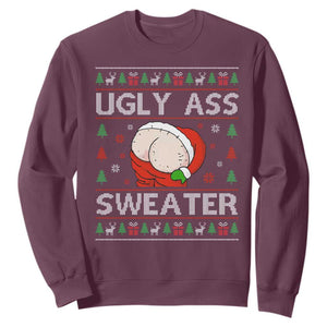 Funny Santa Christmas Sweatshirt Ugly Ass XMas Elephant Gift for Him TS10 Maroon Print Your Wear