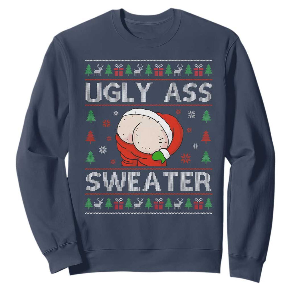 Funny Santa Christmas Sweatshirt Ugly Ass XMas Elephant Gift for Him TS10 Navy Print Your Wear