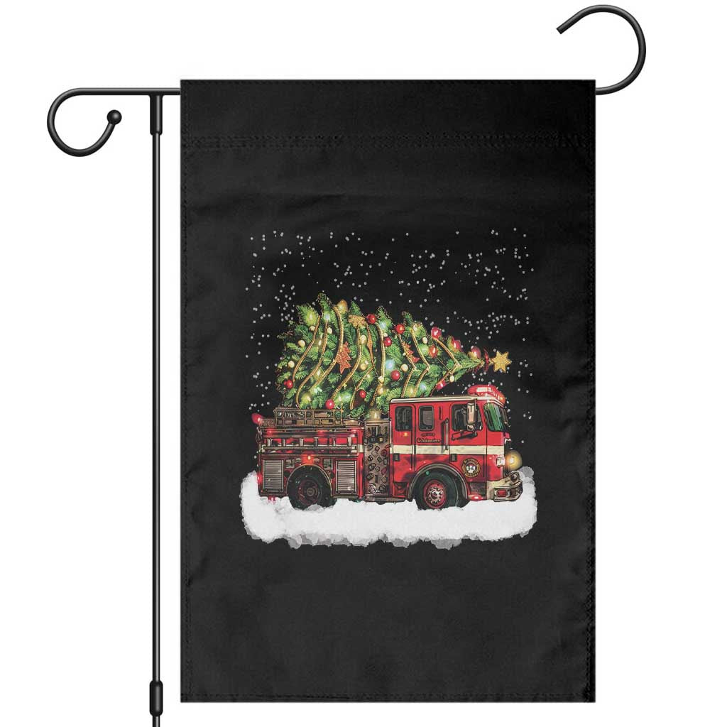 Fire Truck Christmas Garden Flag Fireman Xmas Firefighter TS10 Black Print Your Wear