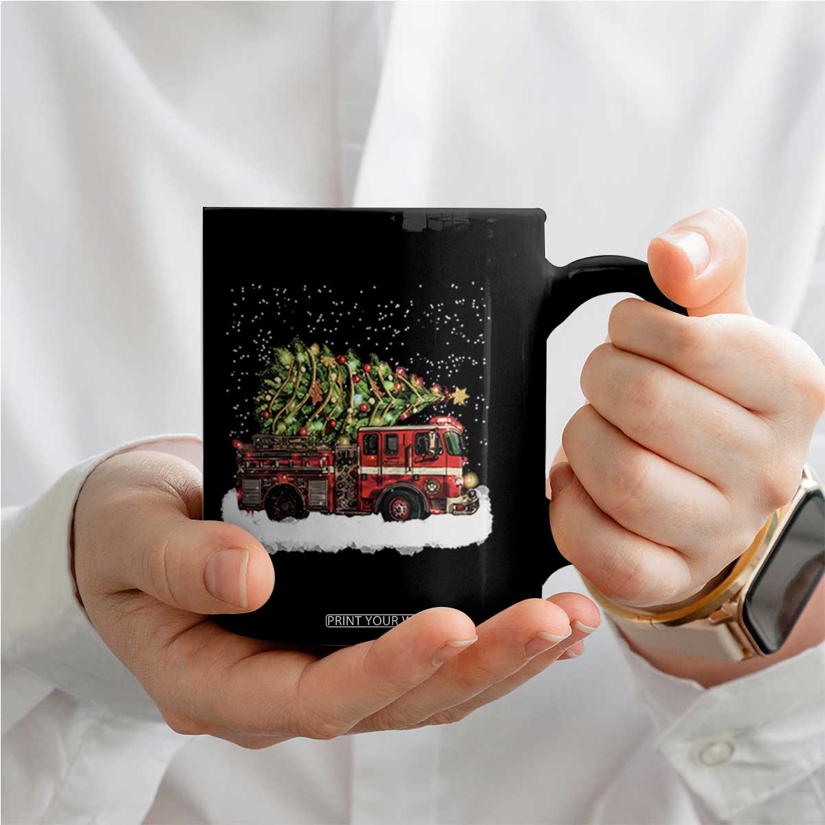 Fire Truck Christmas Coffee Mug Fireman Xmas Firefighter TS10 Print Your Wear