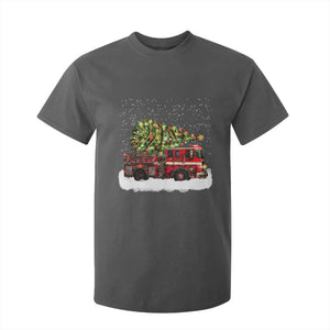 Fire Truck Christmas T Shirt For Kid Fireman Xmas Firefighter TS10 Dark Heather Print Your Wear